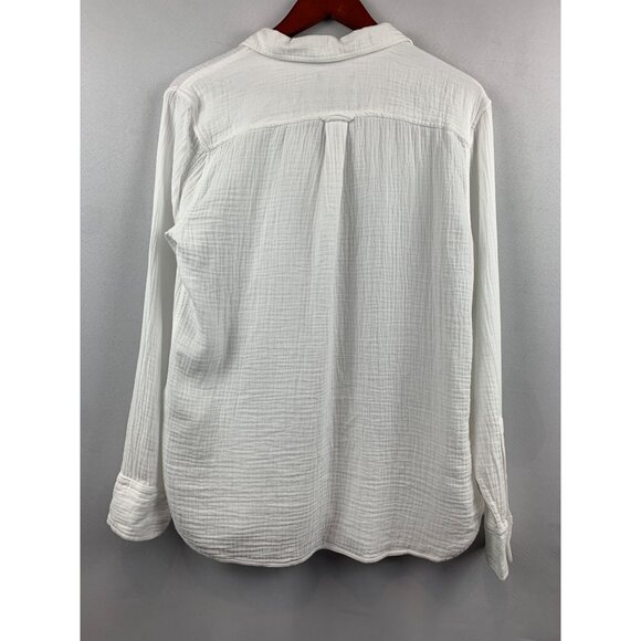 J.Crew White Classic Shirt Womens Size M Cotton Blend - Picture 5 of 6